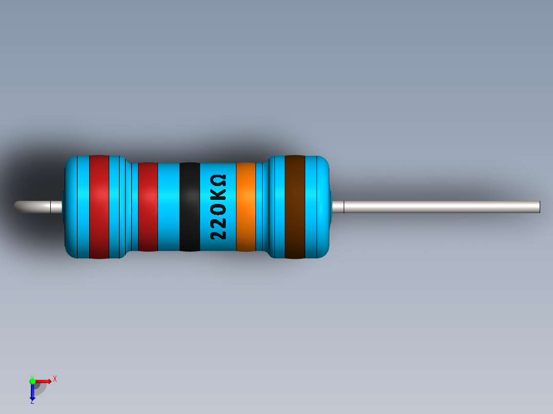 电容器 二极管 电阻器-Resistor Vertical 220K Ohm 1W主视图