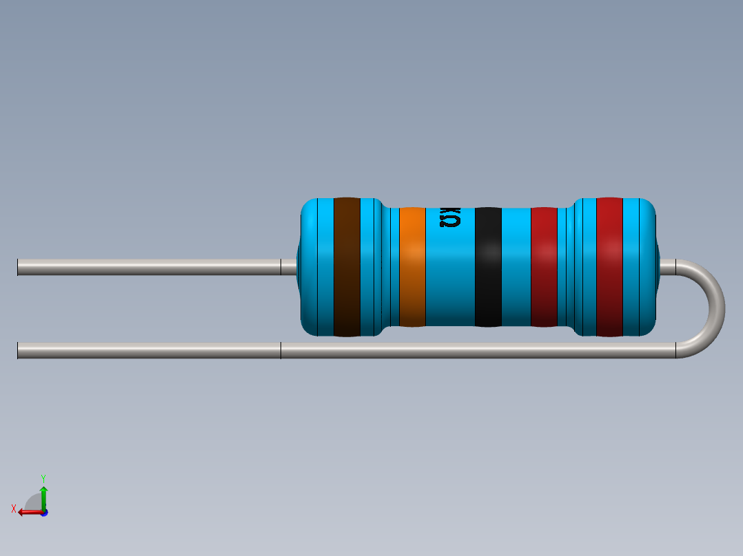 电容器 二极管 电阻器-Resistor Vertical 220K Ohm 1W后视图
