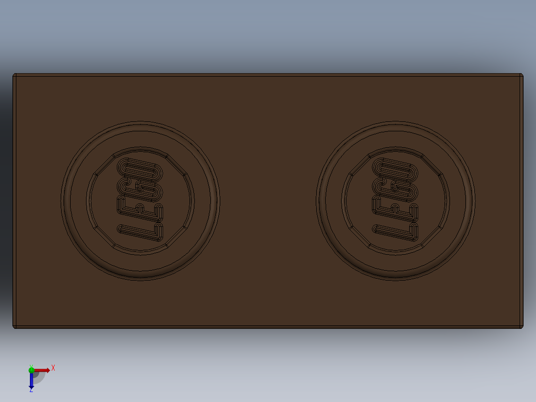 乐高机械组积木（横梁）-4163245 - 3700 Earth Orange Technic Brick 1 x 2 with Hole俯视图