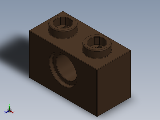 乐高机械组积木（横梁）-4163245 - 3700 Earth Orange Technic Brick 1 x 2 with Hole正等轴测缩略图