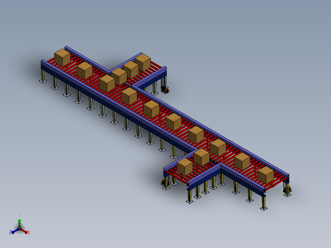 滚筒输送机roller-conveyor-50-sw正等轴测图