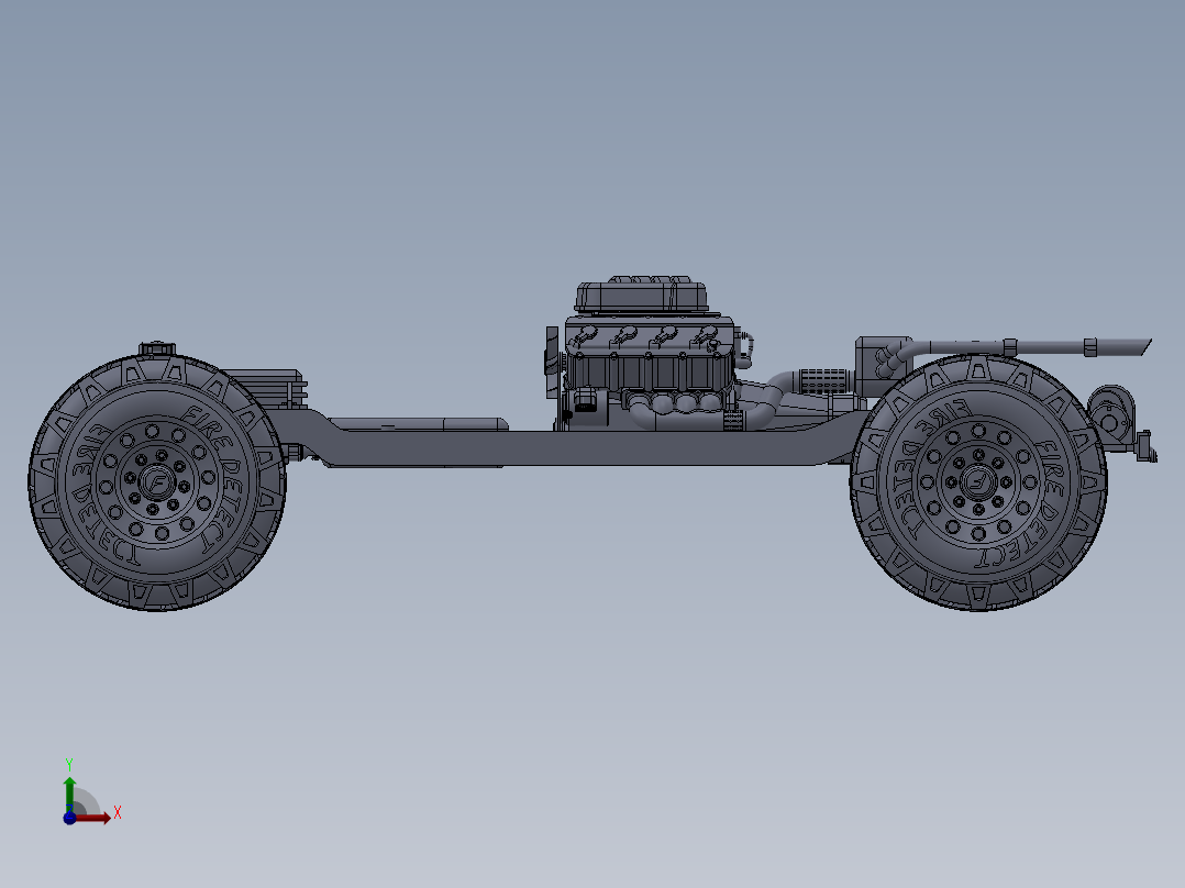汽车传动系统三维SW模型前视图