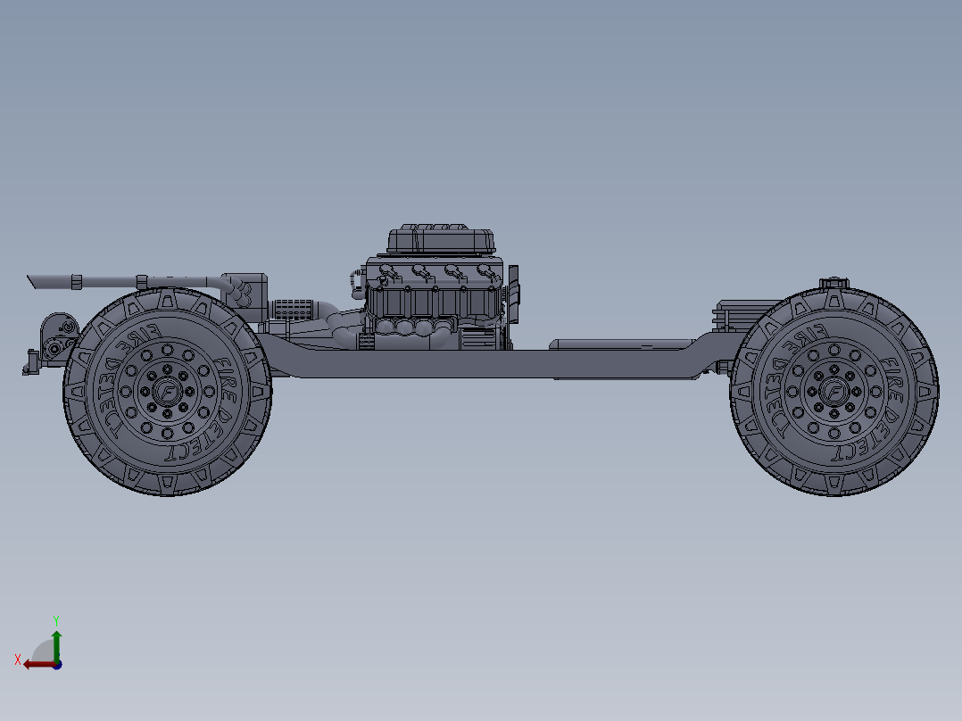 汽车传动系统三维SW模型后视图