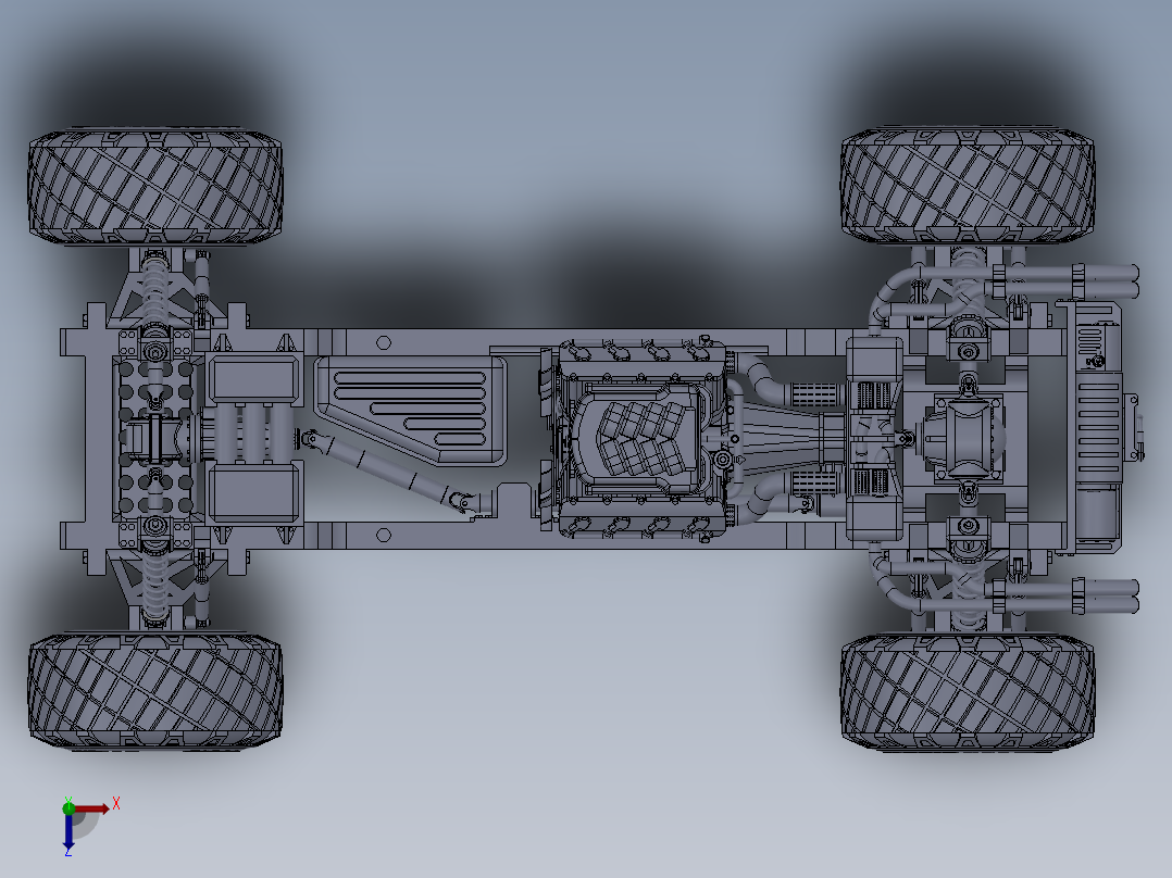 汽车传动系统三维SW模型俯视图