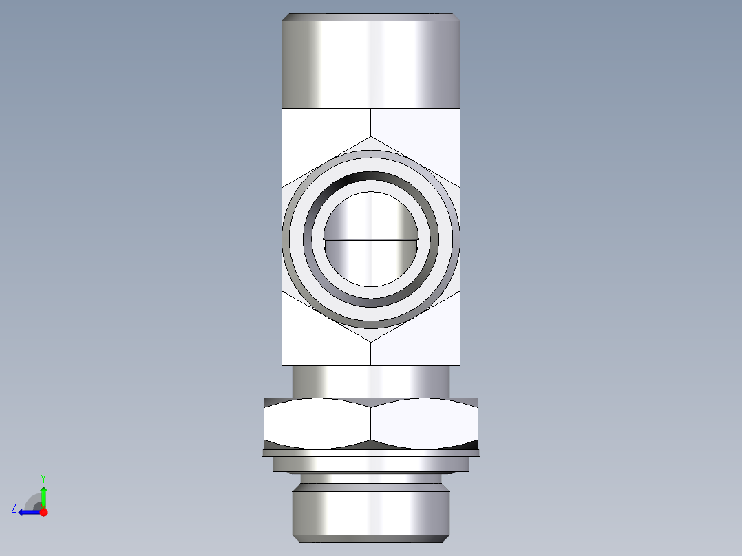 卡套式工业通用硬管接头EO_Adjustable_locknut_run_tee_LEE20SROMDCF右视图