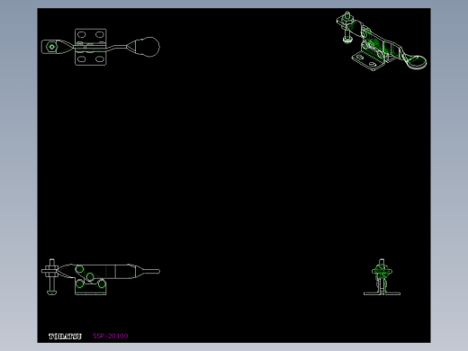 水平式夾鉗SSP(D)-2D多系列多零件图纸模型
