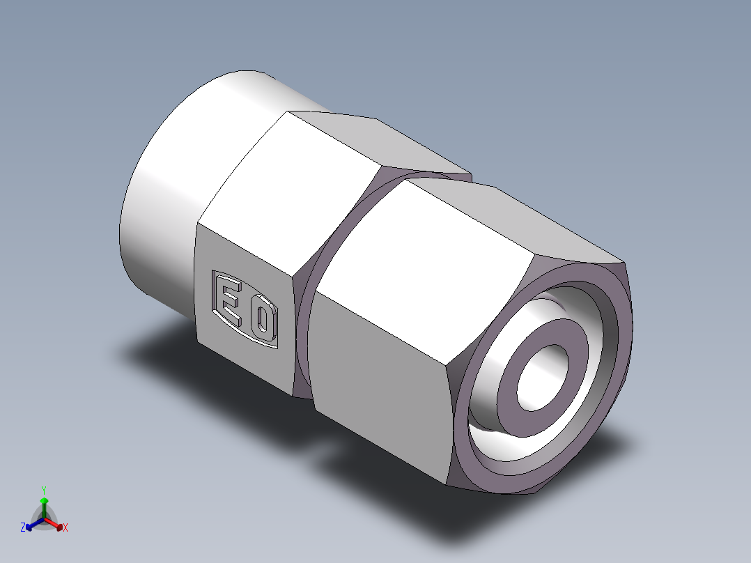 压力表接头-带螺母、7BC-04-16GDK+S正等轴测图