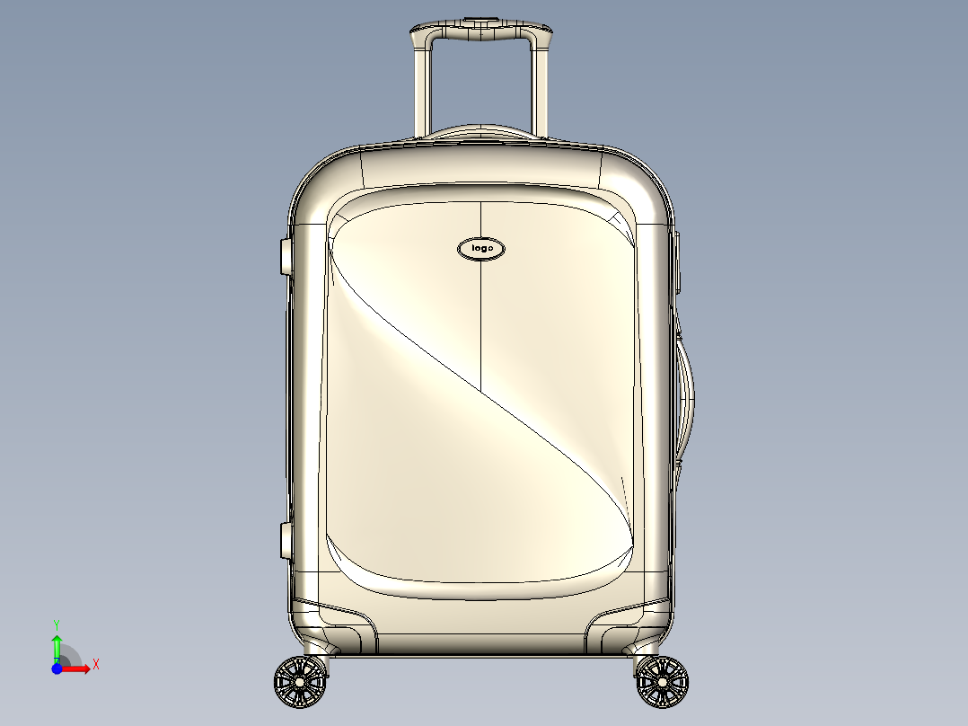 S形拉杆箱模型前视图