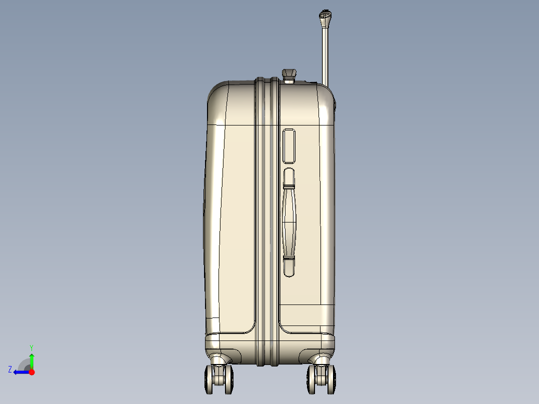 S形拉杆箱模型右视图