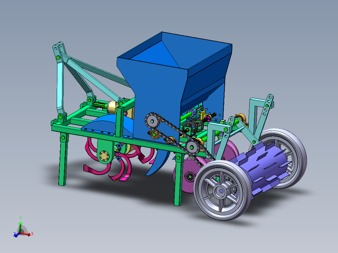 果园开沟施肥机（两行）（SW+CAD+说明书）-1774886-2500主视图