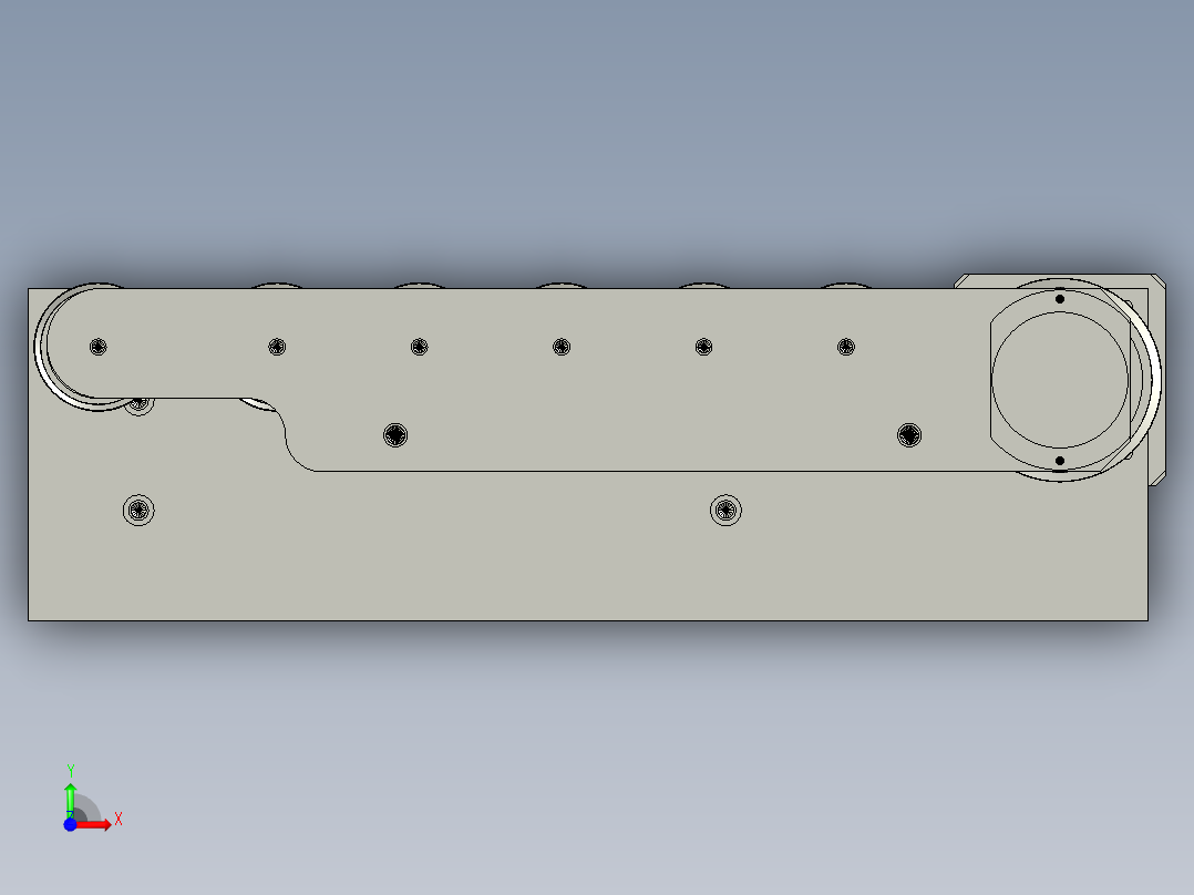 下侧牵引皮带装配前视图