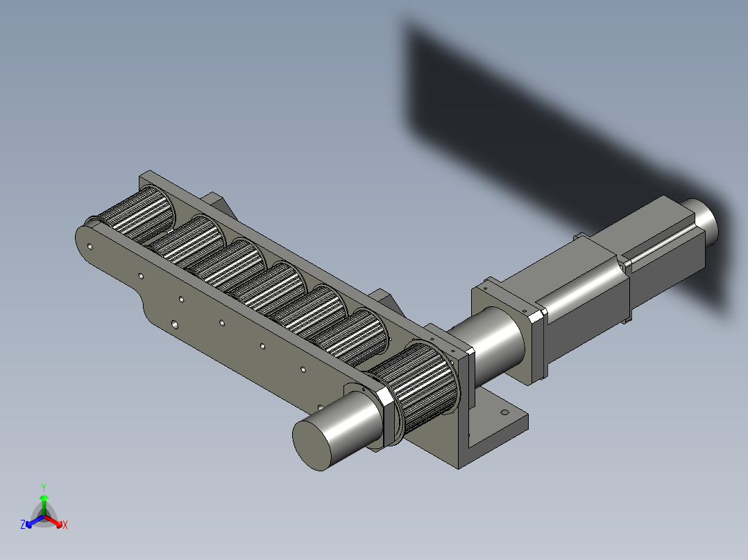 下侧牵引皮带装配正等轴测图