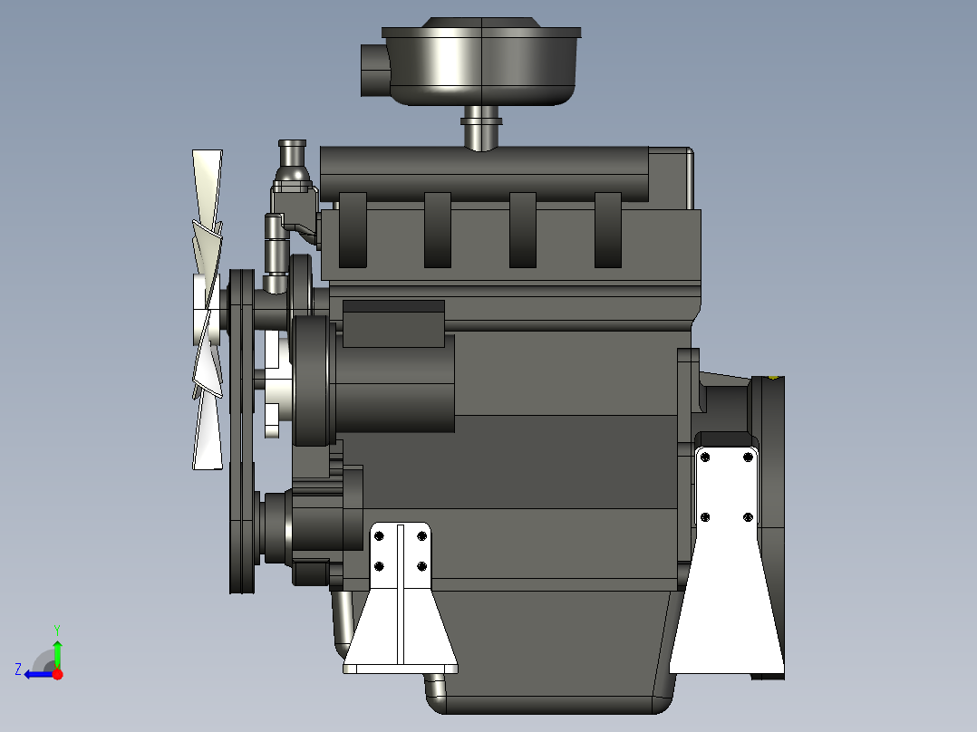 4105吨拖拉机柴油机右视图