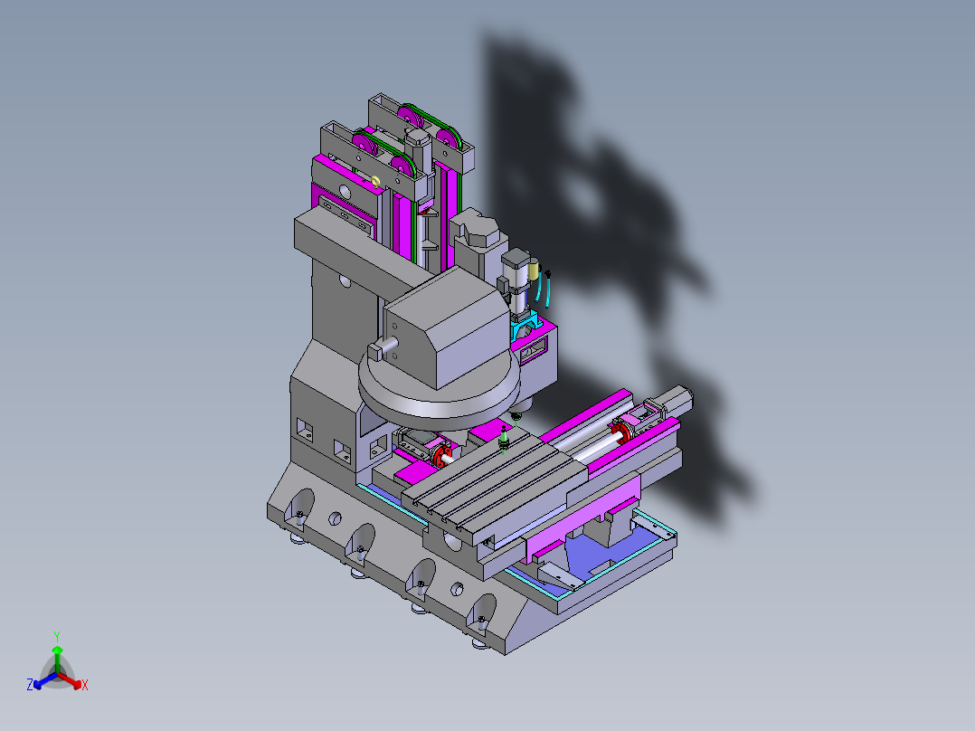 G965 立式加工中心（含参数）正等轴测图