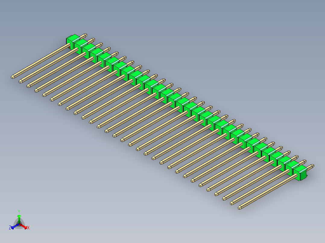 彩色公头100mil（2.54mm）系列-DS1021_green_1x30p_100mil_Type19_rev1.0主视图