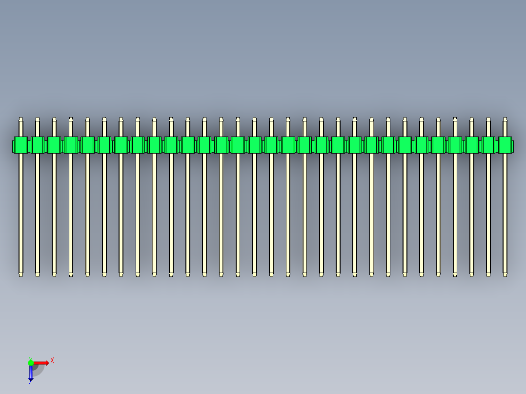 彩色公头100mil（2.54mm）系列-DS1021_green_1x30p_100mil_Type19_rev1.0俯视图