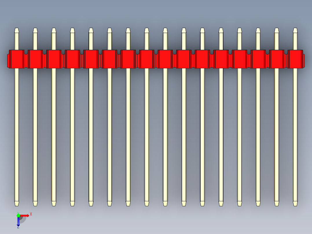 彩色公头100mil（2.54mm）系列-DS1021_red_1x16p_100mil_Type19_rev1.0俯视图