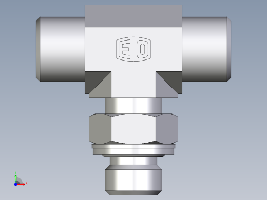 卡套式工业通用硬管接头EO_Adjustable_locknut_branch_tee_TEE08SMOMDCF前视缩略图