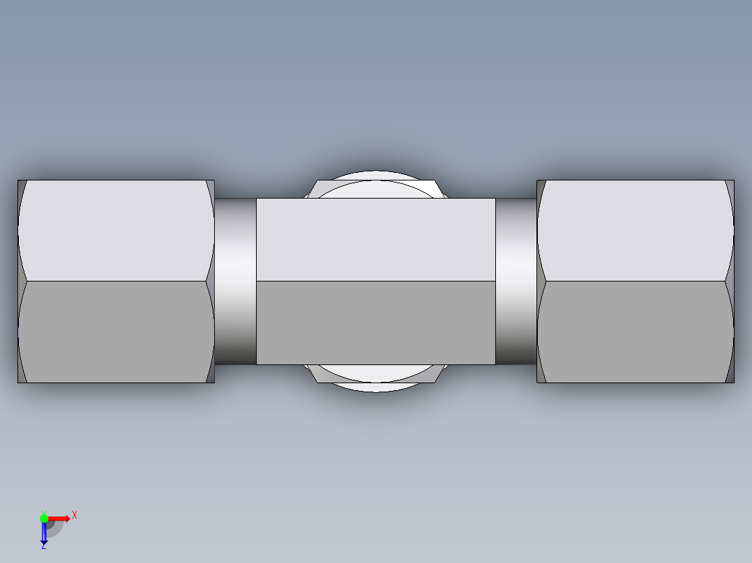 卡套式工业通用硬管接头EO_Adjustable_locknut_branch_tee_TEE06SMCF俯视图