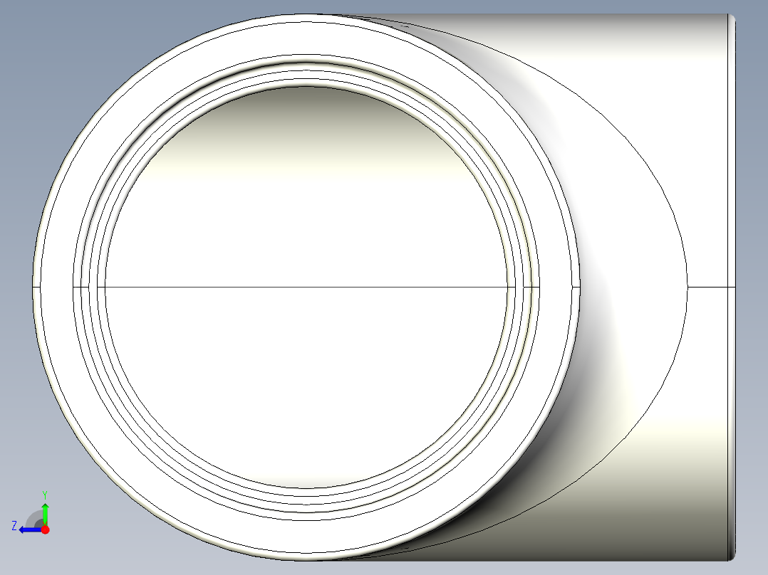 1英寸PVC管和90度管件右视图
