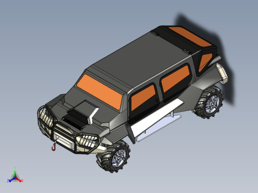 4x4越野车简易模型3D图纸 STEP格式正等轴测缩略图