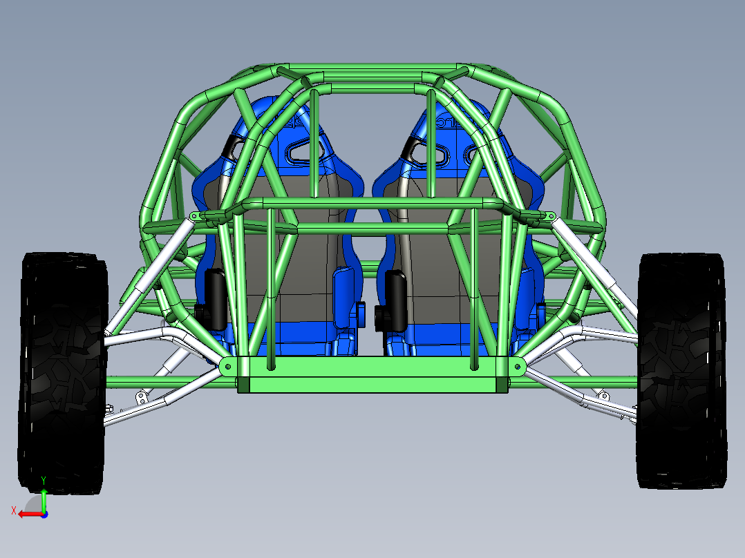 梯形框架的2.3米大动力全地形车后视图