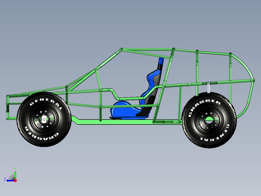 梯形框架的2.3米大动力全地形车右视图
