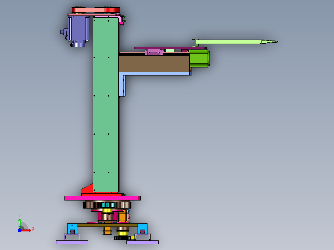 立体仓库的移动式货叉升降机前视图