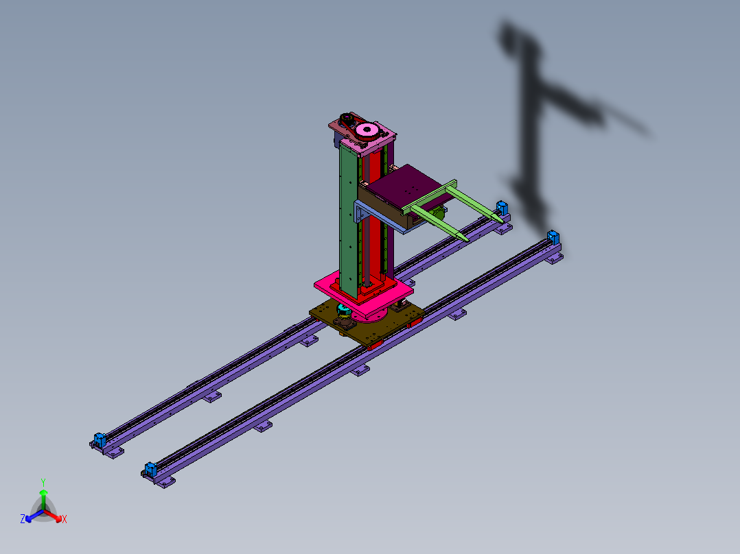 立体仓库的移动式货叉升降机正等轴测图