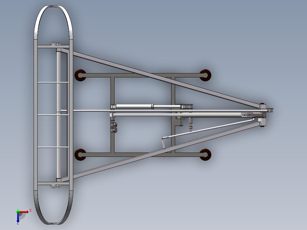 受电弓设计模型  stp x-t  SW格式俯视图