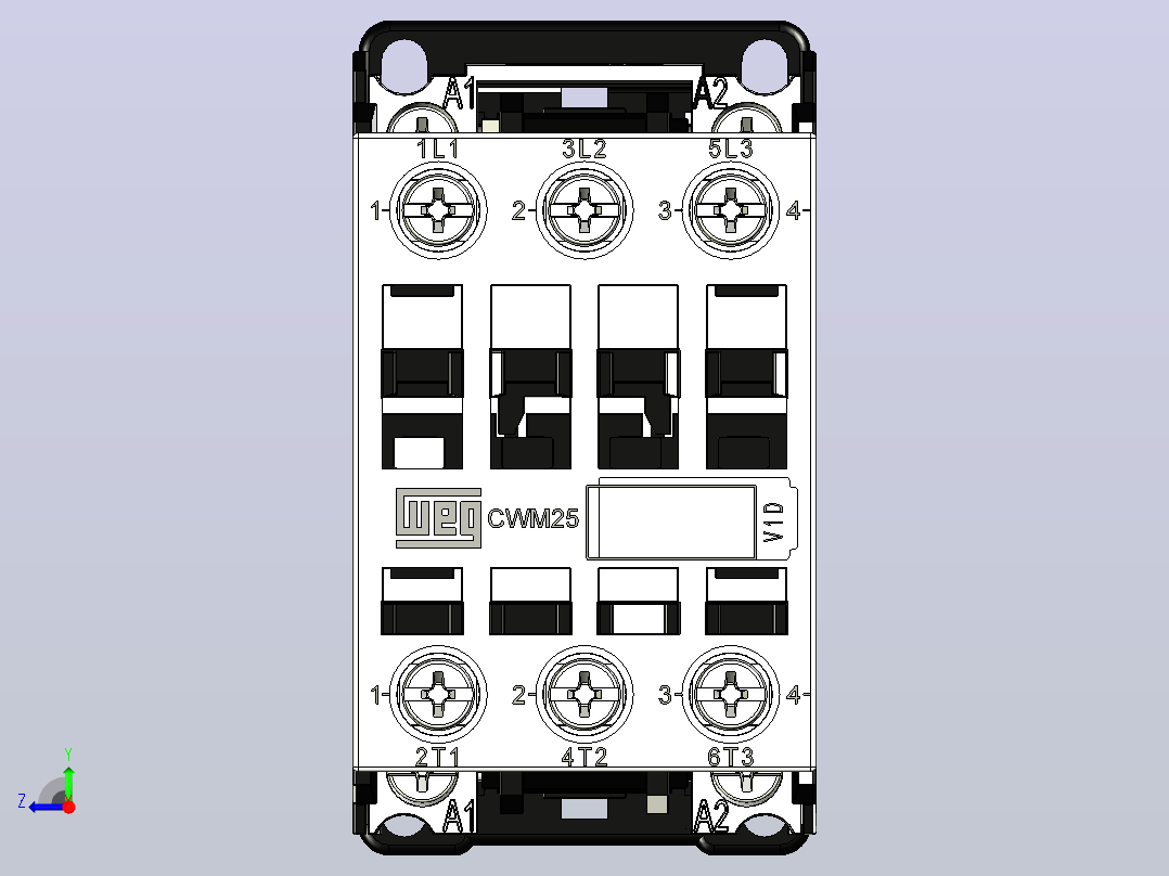 接触器CWM25-10-30V04 25A 接触器WEG右视图