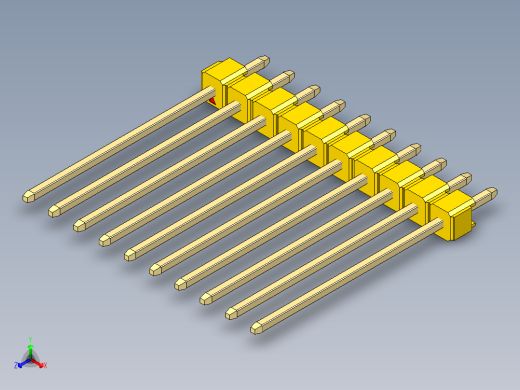 彩色公头100mil（2.54mm）系列-DS1021_yellow_1x10p_100mil_Type19_rev1.0
