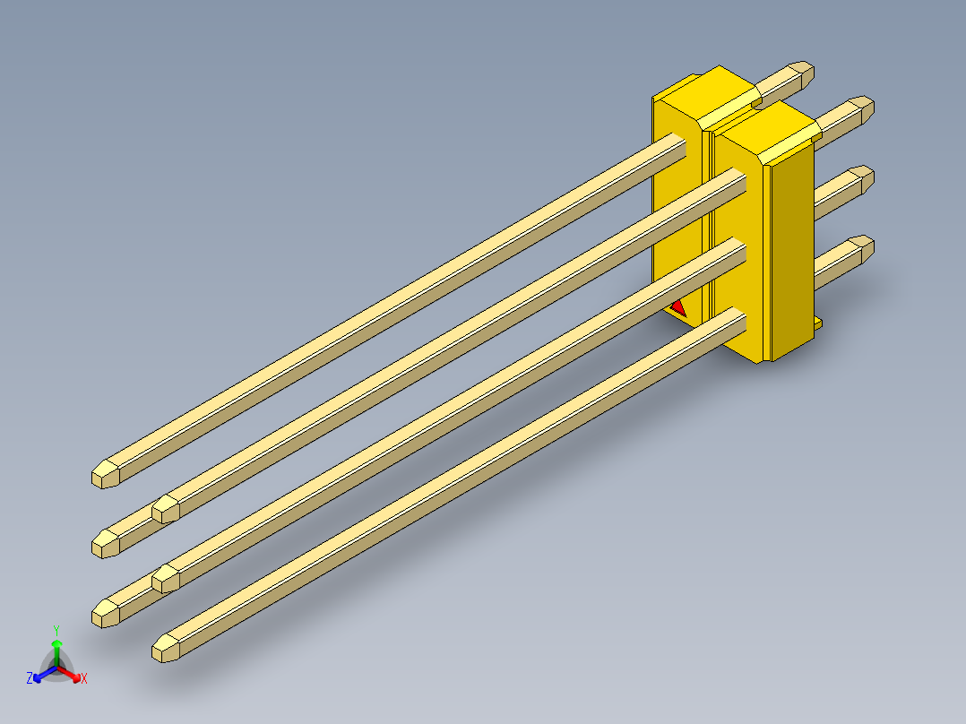 彩色公头100mil（2.54mm）系列-DS1021_yellow_3x02p_100mil_Type43_rev1.0主视图
