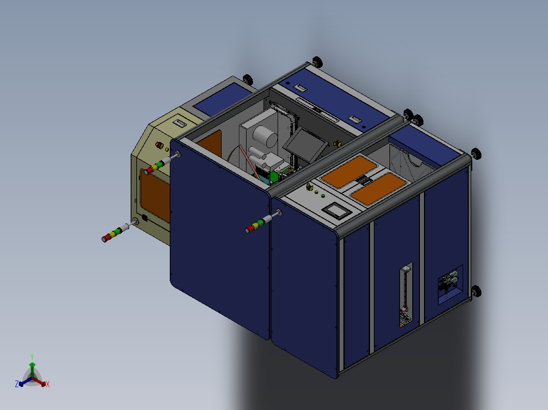 E100 PCB板供料贴标收料一体机正等轴测图