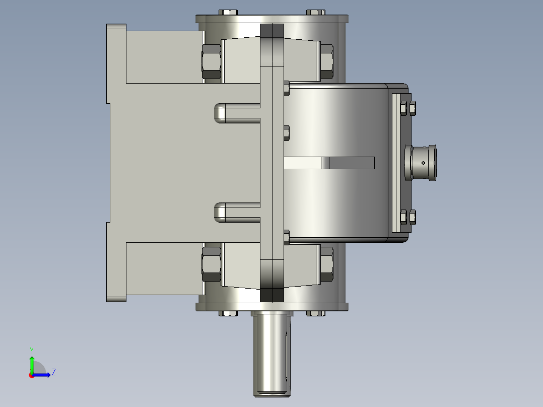 二级直齿减速机3d图纸 变速减速器CAXA设计二级减速机3d三维模型左视图