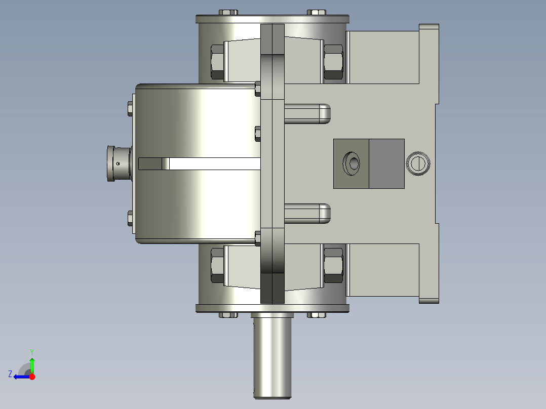 二级直齿减速机3d图纸 变速减速器CAXA设计二级减速机3d三维模型右视图