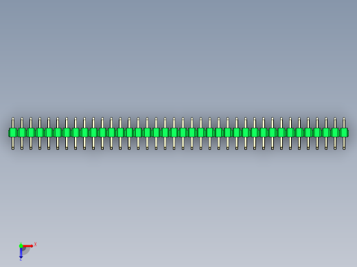 彩色公排针 100mil 2.54mm 系列-DS1022_green_38p_100mil_TypeU_rev1.0俯视缩略图