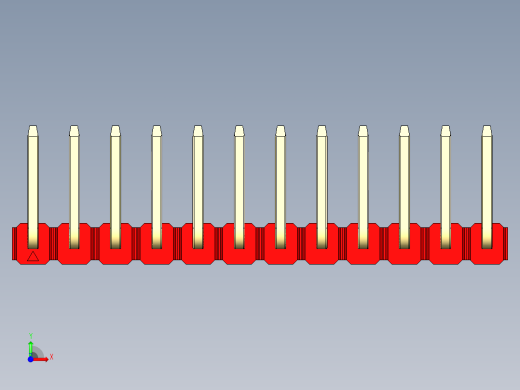 彩色公排针 100mil 2.54mm 系列-DS1022_red_12p_100mil_TypeU_rev1.0前视缩略图