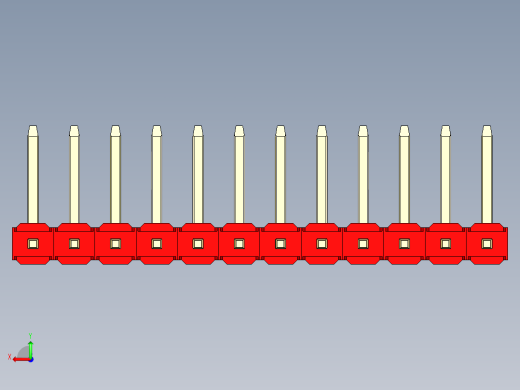 彩色公排针 100mil 2.54mm 系列-DS1022_red_12p_100mil_TypeU_rev1.0后视缩略图