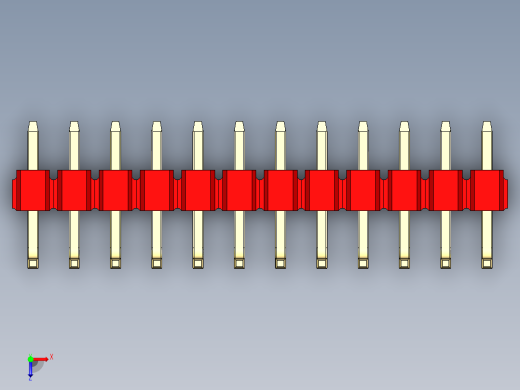 彩色公排针 100mil 2.54mm 系列-DS1022_red_12p_100mil_TypeU_rev1.0俯视缩略图