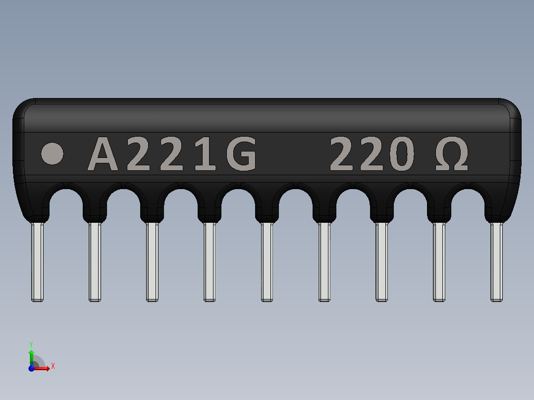 电容器 二极管 电阻器-Resistor Network 220 Ohm 9-Pin前视图
