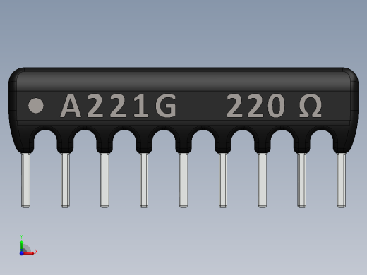 电容器 二极管 电阻器-Resistor Network 220 Ohm 9-Pin前视缩略图