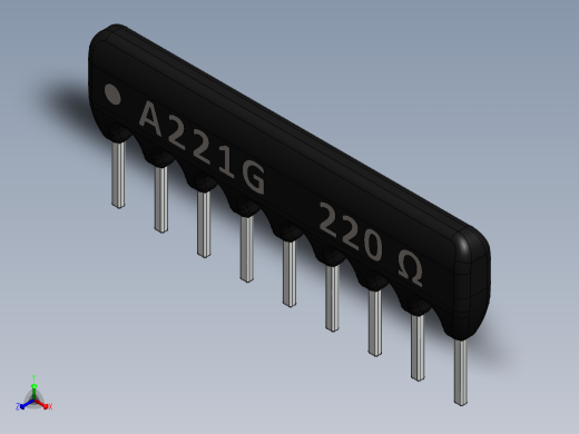 电容器 二极管 电阻器-Resistor Network 220 Ohm 9-Pin正等轴测缩略图