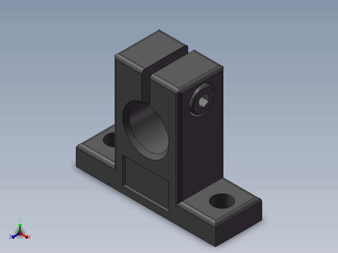 导向轴支座支架固定座T型开口固定底座SHAM1220正等轴测图