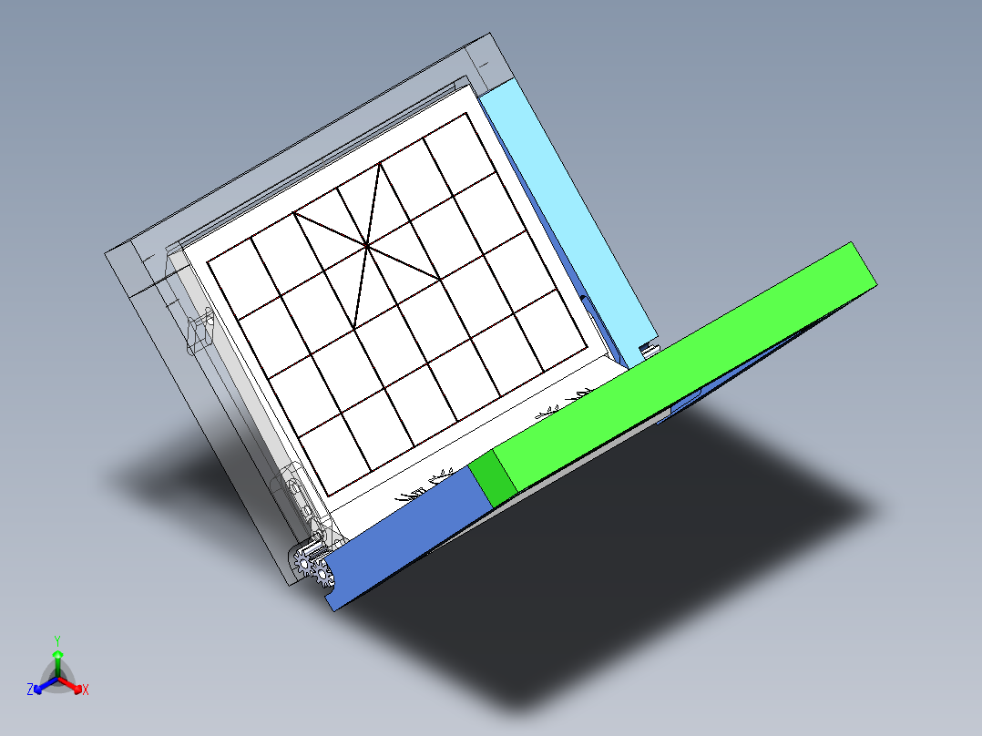 升降棋盘装配体正等轴测图