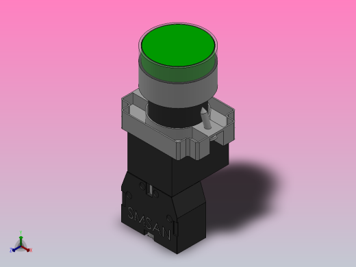 金属平头型按钮[GQB2-BW3361]按钮开关正等轴测缩略图