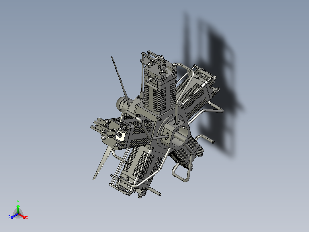 radial-engine-485径向发动机星形发动机主视图