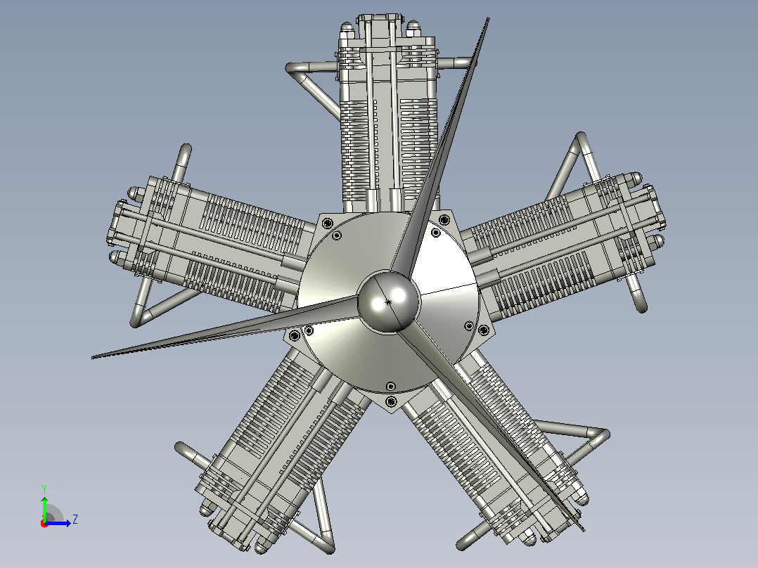 radial-engine-485径向发动机星形发动机左视图