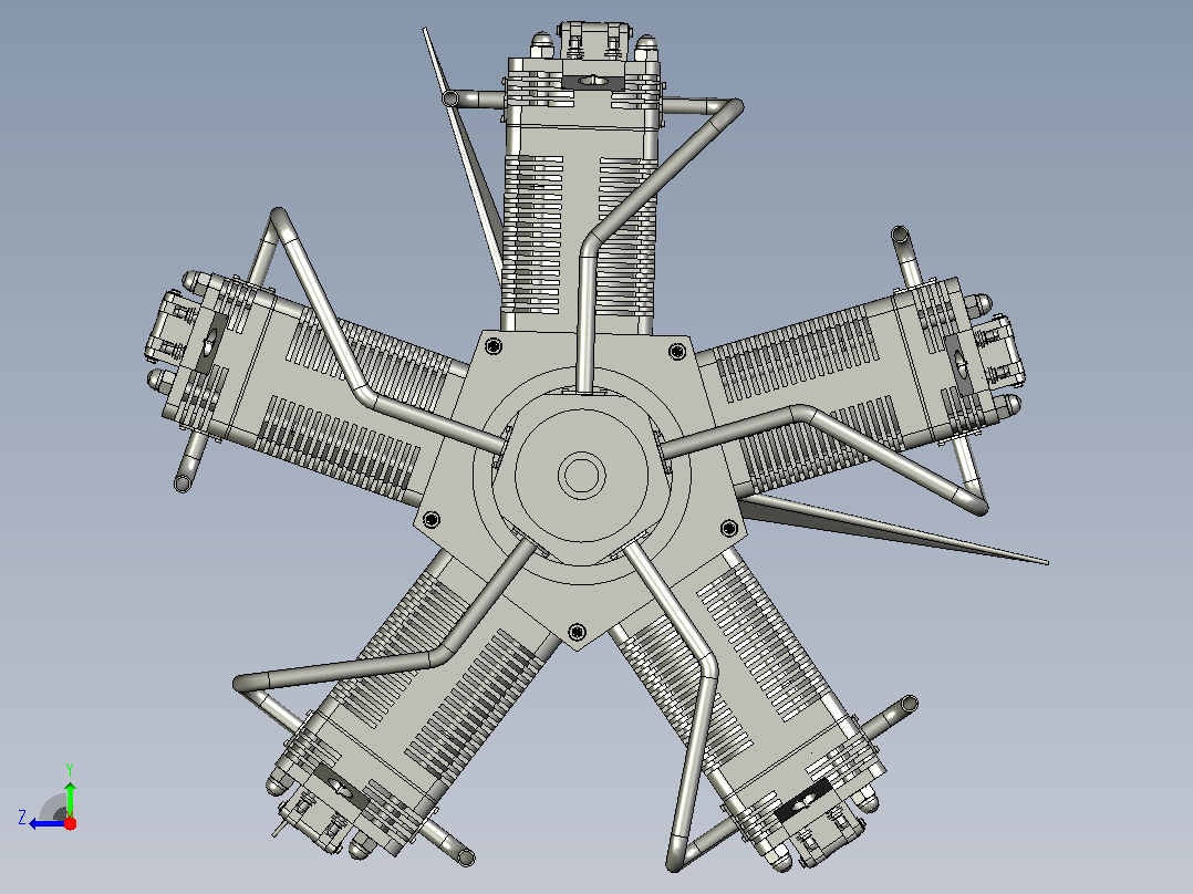 radial-engine-485径向发动机星形发动机右视图