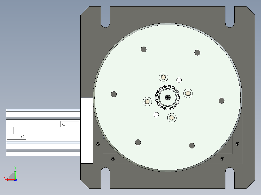 气动分度盘3D图纸 H147 非标自动化设备3D图纸3D模型件夹后视图